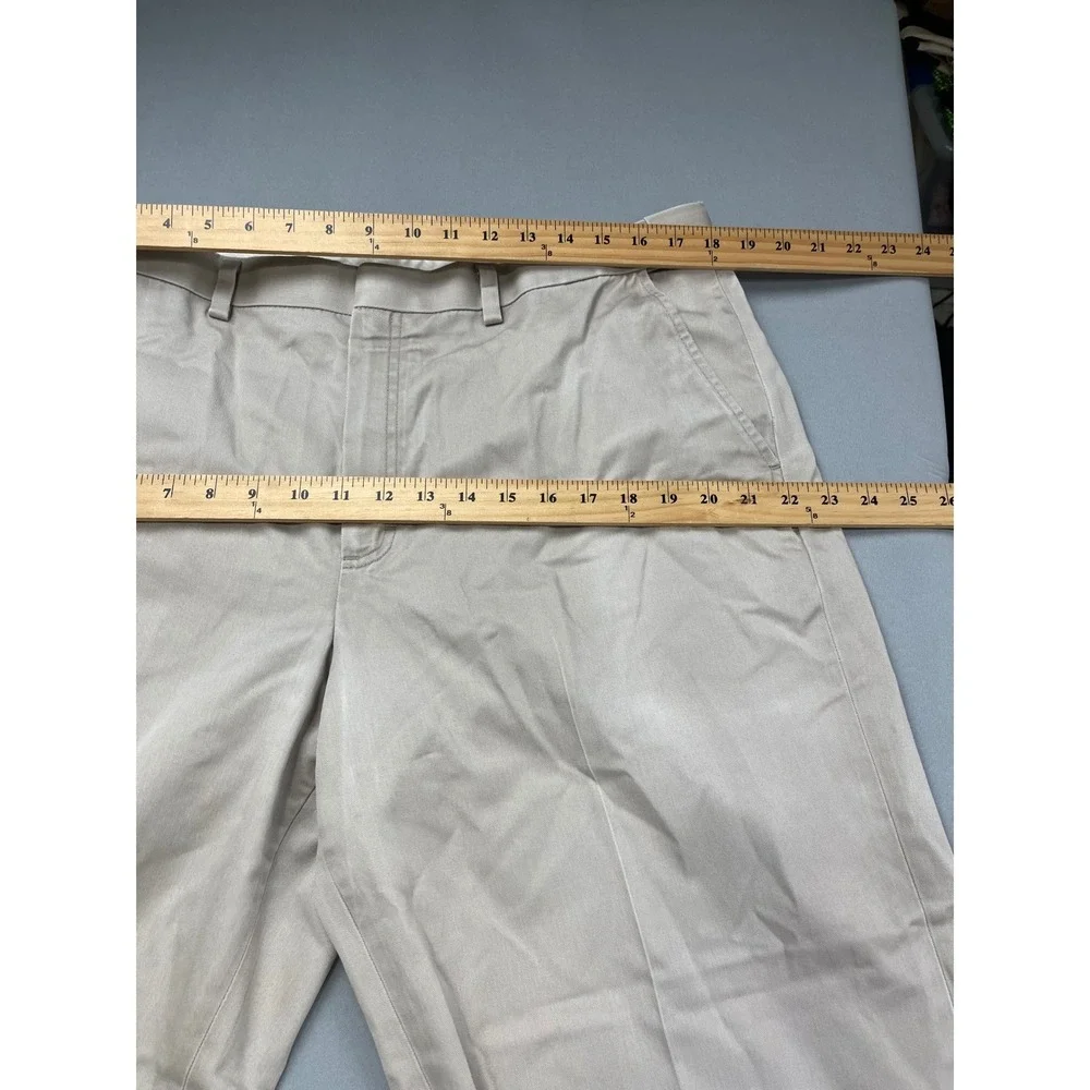 LL Bean Mens Comfort Waist Chinos Tan Khaki Flat Front Cotton Pants 37x26 262555